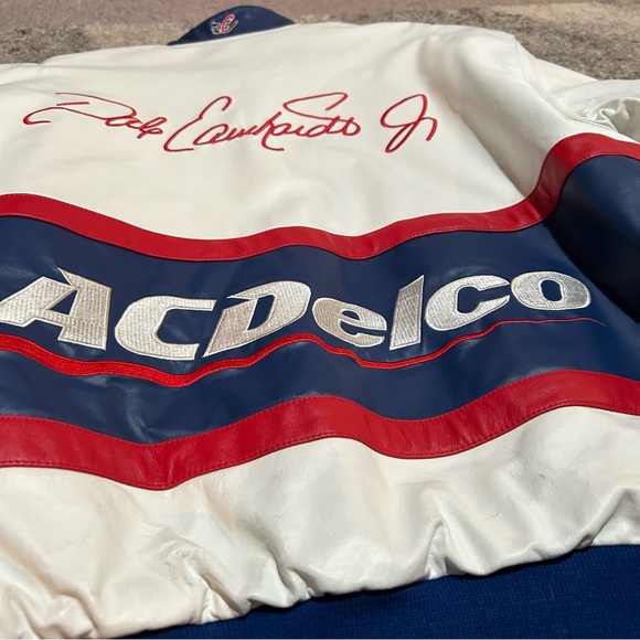 Vintage Leather 90’s Dale Earnhardt Jr. NASCAR Racing Bomber Jacket NWOT - Picture 1 of 12